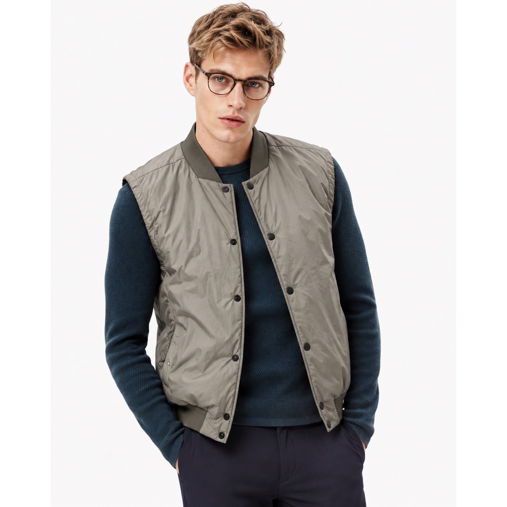 Theory Zayn V Veere Mens Grey Insulated Bomber Vest Size M G0177410